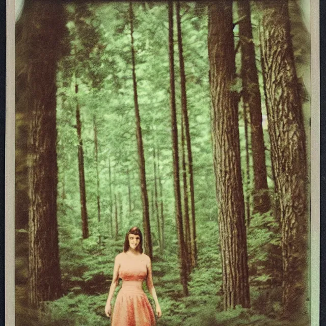 Prompt: mythical creature in a forest, grainy vintage polaroid