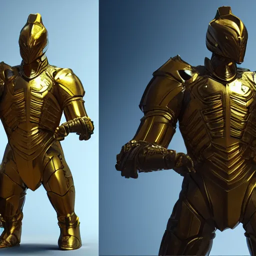 Image similar to portrait of armour gold statue reflect chrome, 8 k uhd, unreal engine, octane render in the artstyle of finnian macmanus, john park and greg rutkowski