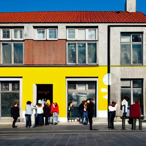 Image similar to istock organic by j. m. w. turner, by okuda san miguel. the mixed mediart of a police station in the lithuanian city of vilnius. in the foreground, a group of policemen are standing in front of the building, while in the background a busy street can be seen.