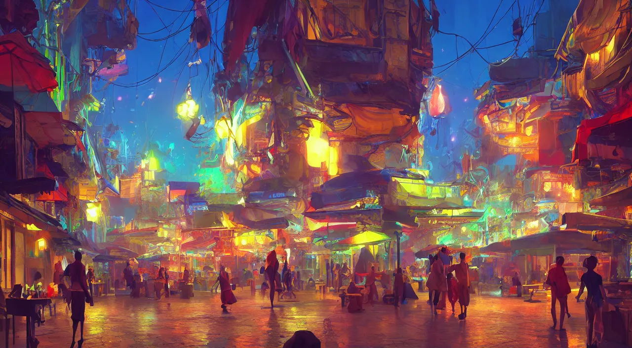 Image similar to bazaar zouk oriantal multicolorful sky shine place mosquet painting stylized digital video game icon global illumination ray tracing 8 k hd resolution, by ilya kuvshinov and cushart krentz and gilleard james