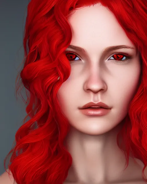 Prompt: a head and shoulder portrait of a beautiful woman with red hair, painted in the colorful style of Kotwdq, trending on Artstation, 8k, photorealistic, hyper detailed, unreal engine