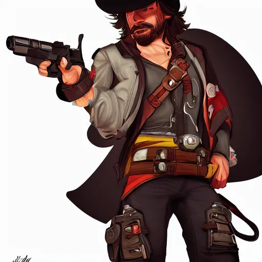 Prompt: Jesse McCree, digital art, game art,