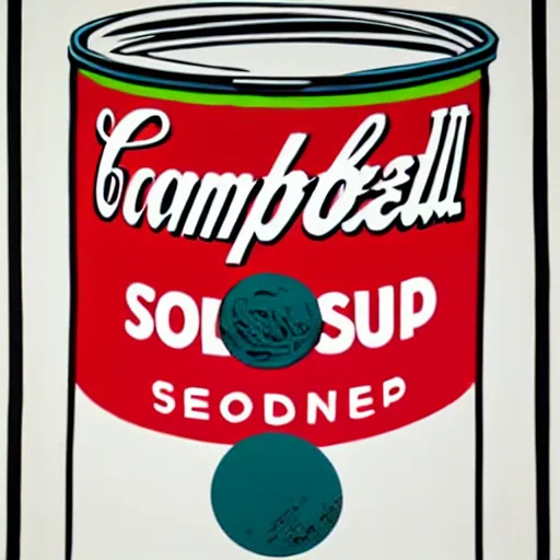 Image similar to andy warhol's campbell's soup painting by Roy Lichtenstein