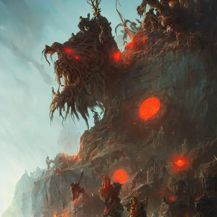 Image similar to cyclops giant gazing d & d, d & d style, trending on artstation, intricate, highly detailed, vivid painting, colorful, art by greg rutkowski