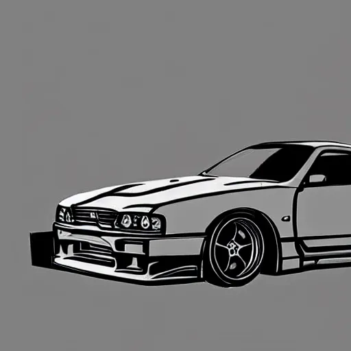 Image similar to sketches of a nissan skyline r 3 4 z tune b / w! dream