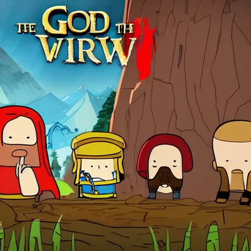 Image similar to god of war in the style of adventure time