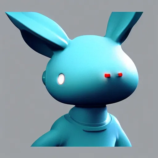 Image similar to artstation, by hayao myazaki, concept art, digital art, light blue, 2 - dimensional, 2 d, a rabbit robot