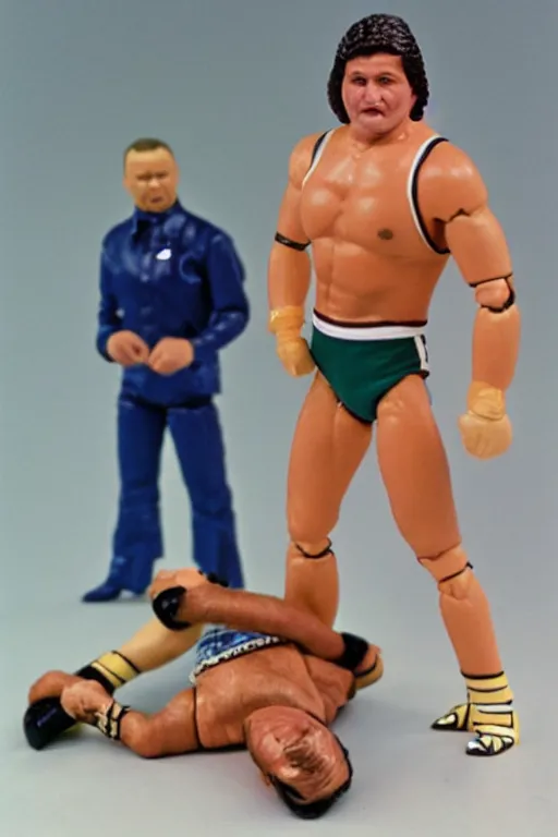 Image similar to volodymyr zelenskyy as a 1 9 8 0 s wrestling action figure