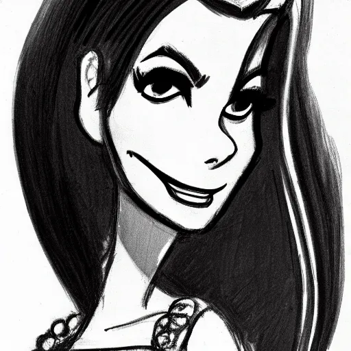 Image similar to milt kahl sketch of victoria justice as princess with hair tendrils