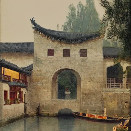 Prompt: wuzhen of china by henry john yeend king ， - h 1 2 1 6 - w 1 2 1 6 - n 9 - i - s 3 1 0 8 5 0 9 1 1 3