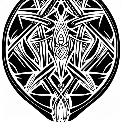 Image similar to a vector tattoo design in an art nouveau style, and in a spiky tribal style.