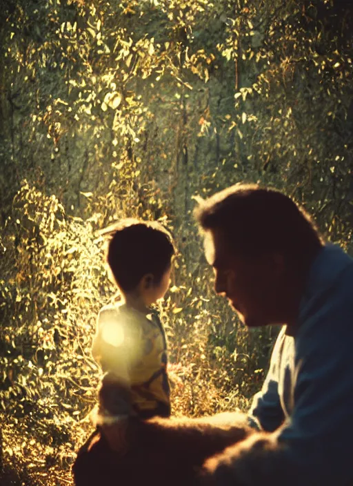 Prompt: kodak portra 4 0 0 photography, a father how meet her son for the last time, photorealistic cinematic light