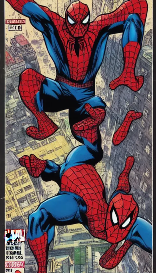 Image similar to comic book cover art of spiderman