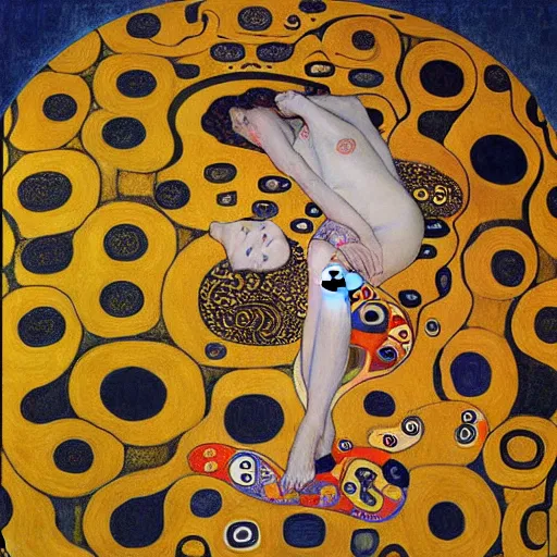 Prompt: intricate ouroboros large painting by gustav klimt