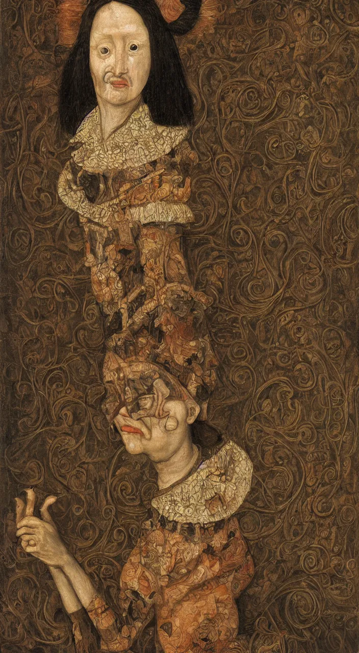 Prompt: a highly detailed portrait of a beautiful rat face woman on a old room , el bosco style, brueghel,