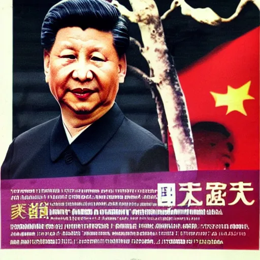 Prompt: xi jinping starring as a kung fu action movie main character on a poster advertisement, 1980s style