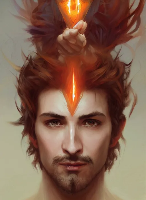 Image similar to character concept portrait of an attractive young focused Spanish wizard with pale orange skin enchanting a blazing spell, a floating iridescent spell book in the center, intricate, elegant, digital painting, concept art, smooth, sharp focus, illustration, from Metal Gear, by Ruan Jia and Mandy Jurgens and William-Adolphe Bouguereau, Artgerm