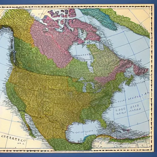 Prompt: a map of north america, labeled