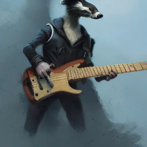 Image similar to badger touch guitar , digital Art, Greg rutkowski, Trending cinematographic artstation