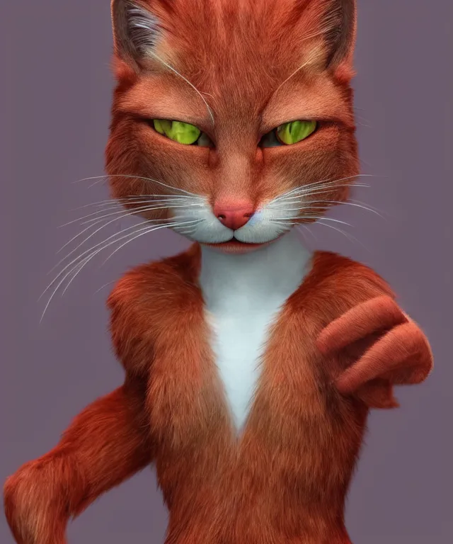 Image similar to the pragmatic, self - righteous, sheltered male anthropomorphic red - furred cat. he has a thin build. trending on artstation deviantart pinterest hyper detailed photorealistic hd 8 k post - processing high resolution