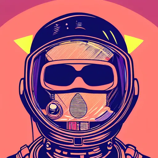 Image similar to individual astronaut portrait fallout 7 6 retro futurist illustration art by butcher billy, sticker, colorful, illustration, highly detailed, simple, smooth and clean vector curves, no jagged lines, vector art, smooth andy warhol style