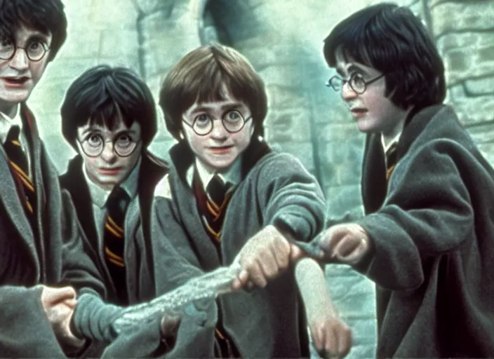 Image similar to film still of Harry potter in 1971