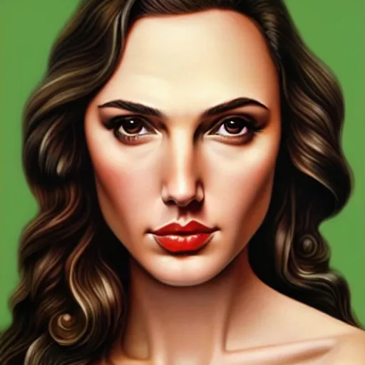 Image similar to illustration of the beauty gal gadot, done by mark ryden