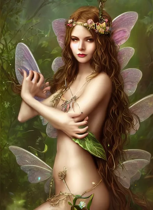 Image similar to beautiful beautiful full body portrait fairy faerie fey fae queen highly detailed CGsociety subtle enchanting alluring magic