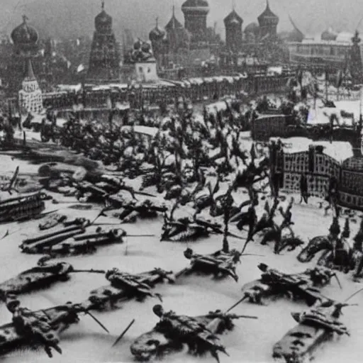 Image similar to Dragon invasion of Moscow, Russia, 1940