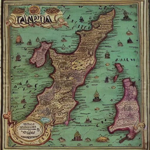 Prompt: map of thailand, fantasy, 1 7 th century,