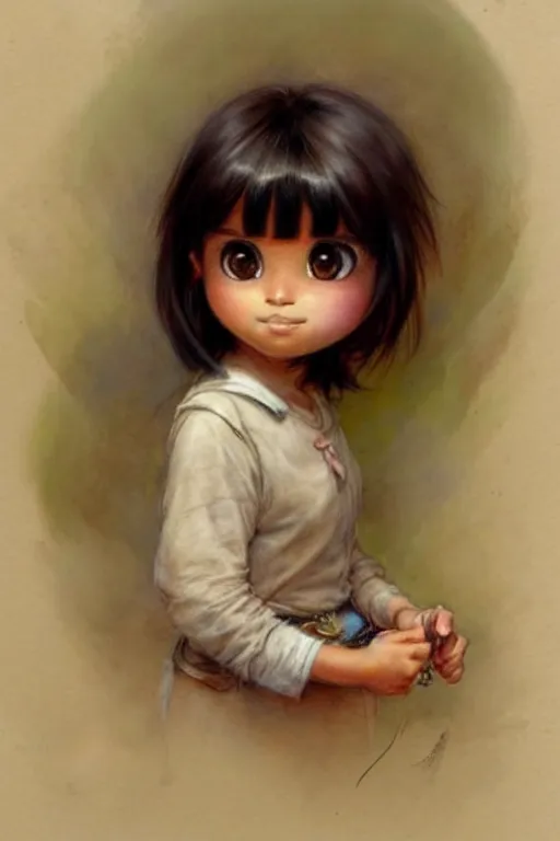 Image similar to ( ( ( ( ( real girl dora the explorer. muted colors. ) ) ) ) ) by jean - baptiste monge!!!!!!!!!!!!!!!!!!!!!!!!!!!