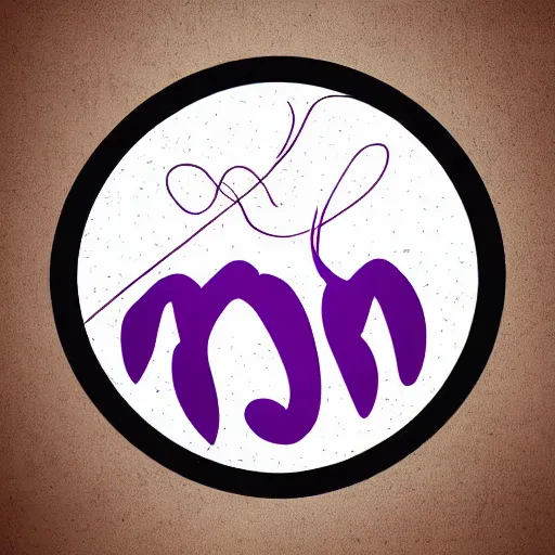 Image similar to circular minimalist nonprofit logo. sensual, curving black, red, and purple brushstrokes on a circular background. motifs such as heart, fire, barbed wire, leather straps, thorns, love, community, danger, dungeon.