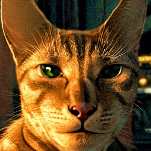 Prompt: film still of an anthro cat as robert neville in I am legend (2007), film grain, realistic, 4k, hd