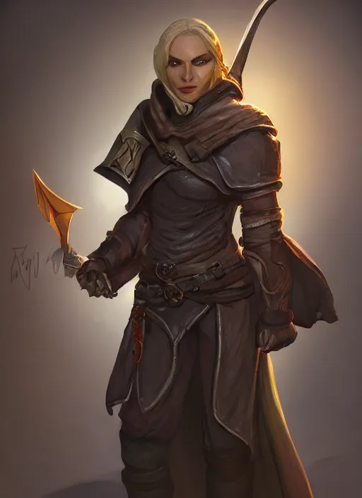 Image similar to rogue dnd character portrait, dnd, rpg, lotr game design fanart by concept art, behance hd, artstation, deviantart, global illumination radiating a glowing aura global illumination ray tracing hdr render in unreal engine 5