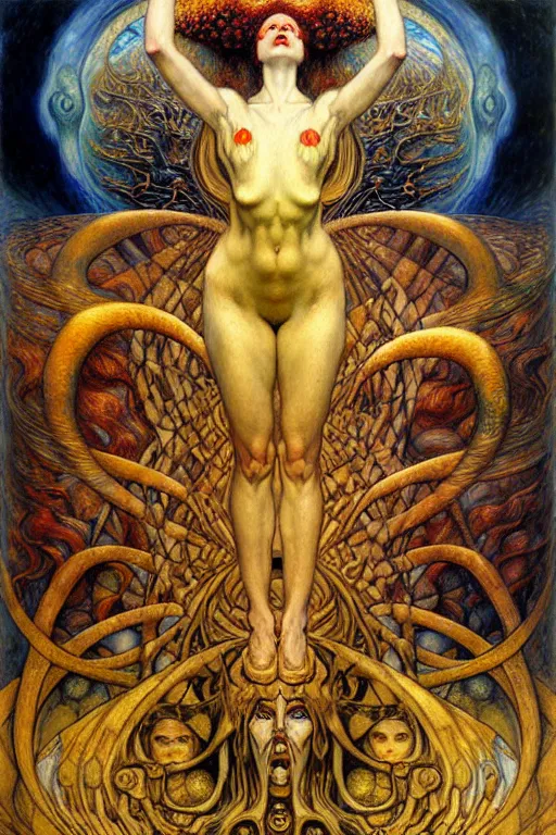 Image similar to Divine Chaos Engine by Karol Bak, Jean Delville, William Blake, Gustav Klimt, and Vincent Van Gogh, symbolist, visionary