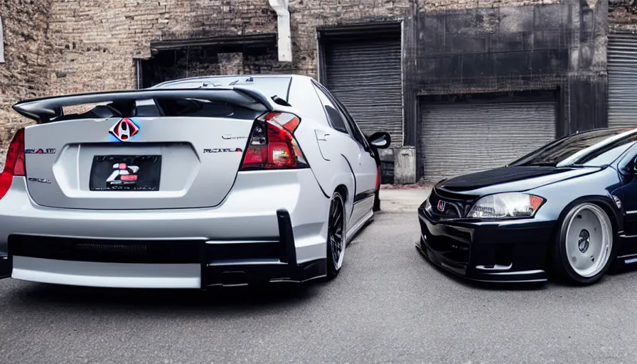 Prompt: a honda civic ft. r 3 4 car