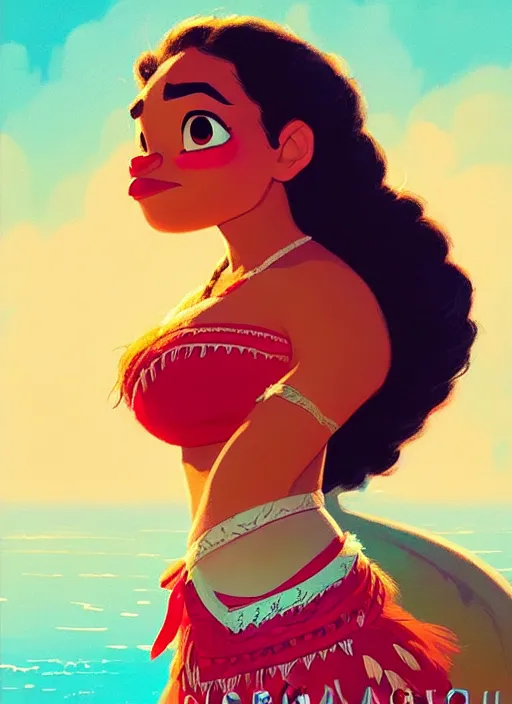 Image similar to dream highly detailed portrait of disney's princess moana, magnificent, photographic realistic background, by atey ghailan, by greg rutkowski, by greg tocchini, by james gilleard, by joe fenton, by kaethe butcher, trending on instagram, award winning details