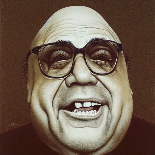 Image similar to portrait of danny devito by zdzisław beksinski