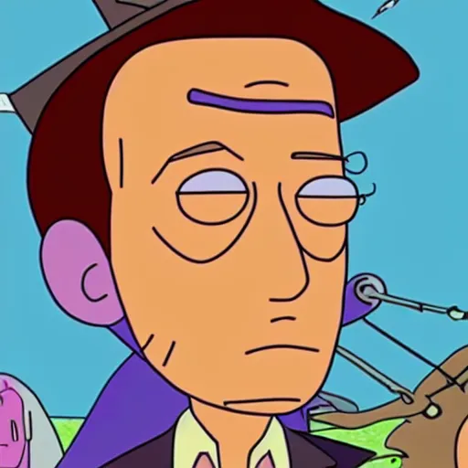 Image similar to johnny depp in rick and morty style