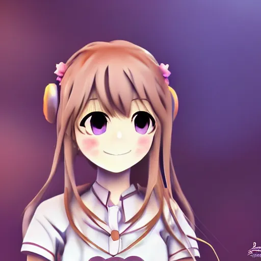 Prompt: monika from doki doki, anime, beautiful, high detail, soft focus, warm colours