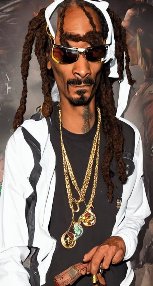 Image similar to Snoop Dogg cosplaying Lara croft