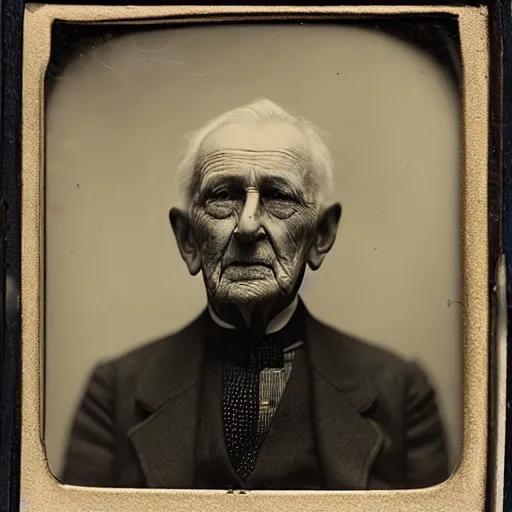 Image similar to facial portrait of a 9 2 year old gaywad, 1 9 1 9, ambrotype, award winning