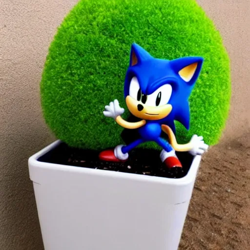 Image similar to a bush with sonic the hedgehog in it