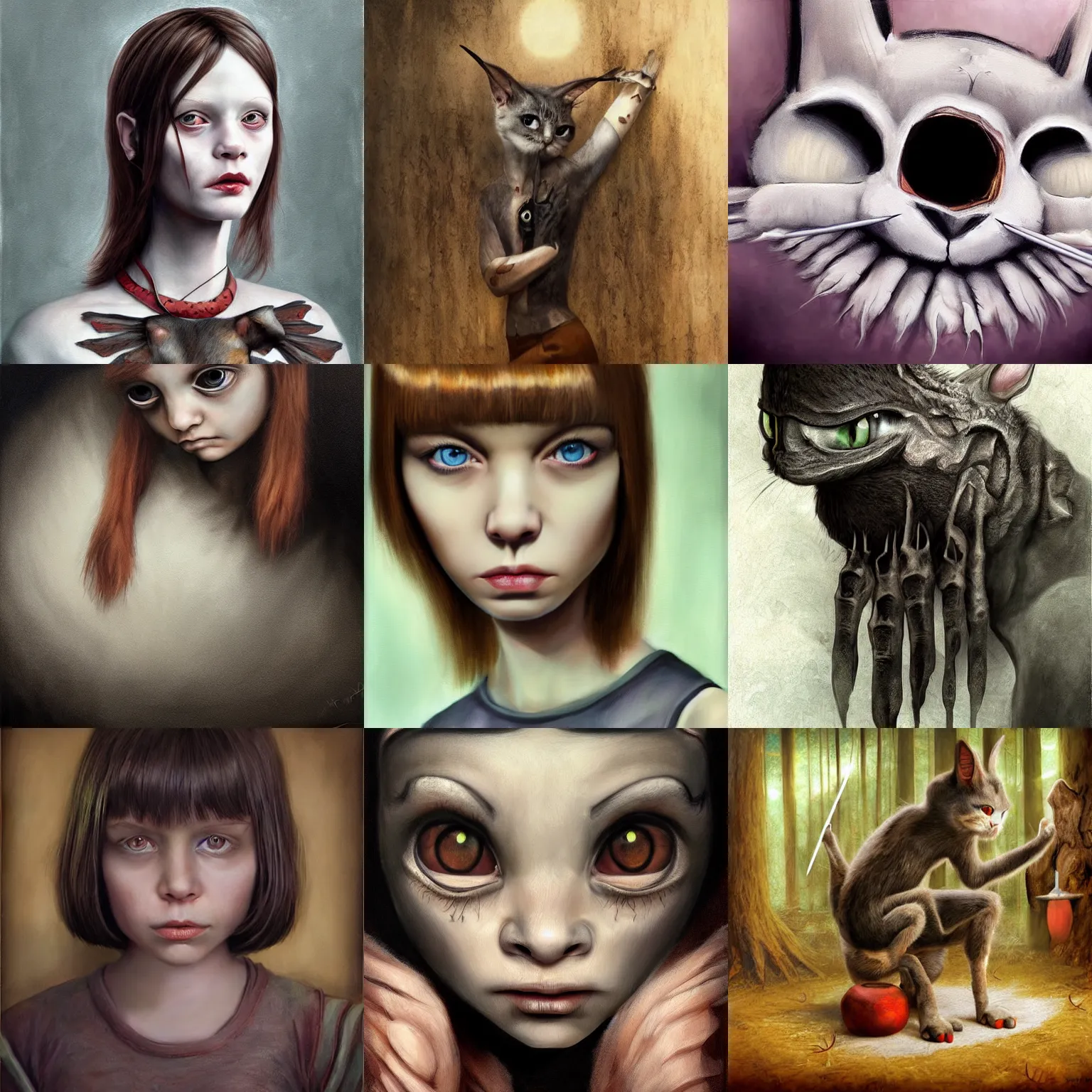 Prompt: Fran Bow Dagenhart, realistic painting, high definition, digital art, matte painting, very detailed, realistic