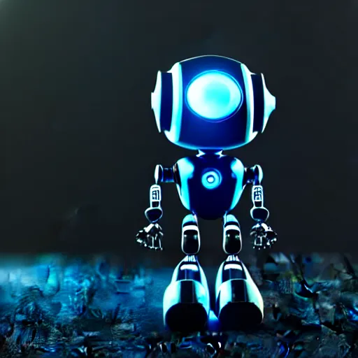 Image similar to a cute little robot. super realistic 8 k render, darkpowerful elegant, cinematic composition