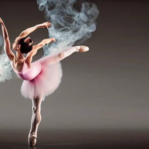 Image similar to ballerina dance in smoke, highly detailed, photorealistic portrait, bright studio setting, studio lighting, crisp quality and light reflections, unreal engine 5 quality render