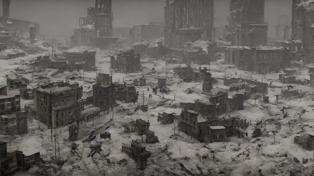 Image similar to It is a time of unrest in 1920's Europa. The ashes from the first great war still darken the snow. The capitalistic city-state known simply as 'The Factory', which fueled the war with heavily armored mechs, has closed its doors, drawing the attention of several nearby countries. octane render, 8k