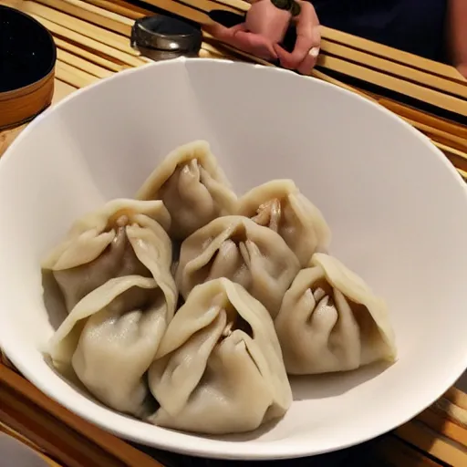 Image similar to Big Floppa eats dumplings