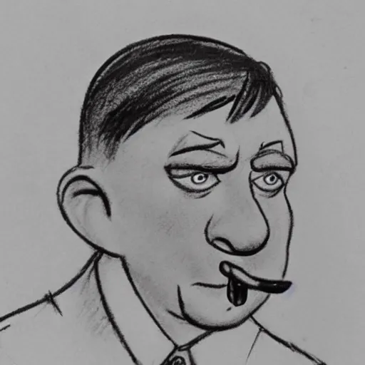 Image similar to milt kahl pencil sketch of adolf hitler warner brothers cartoon