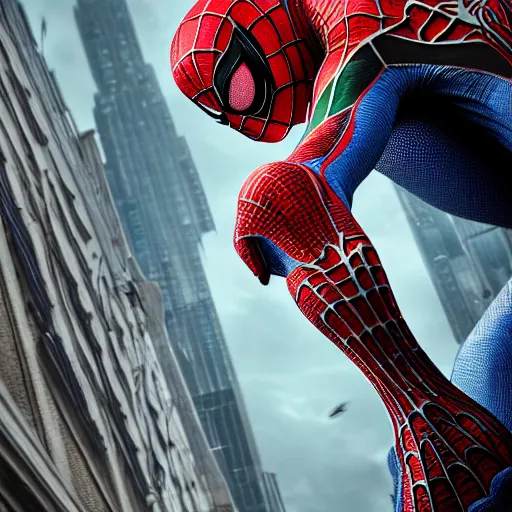 Prompt: Intricate five star Spiderman Rutkowski, HDR, cinematic, vibrant colors, photo realistic, hyperrealism,high detail, matte finish, high contrast, 3d depth, masterpiece, vivid colors, artstationhd , deviantart